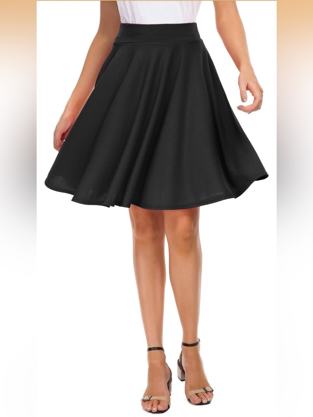 EXCHIC Women's Casual Stretchy Flared Mini Skater Skirt A-Line Midi